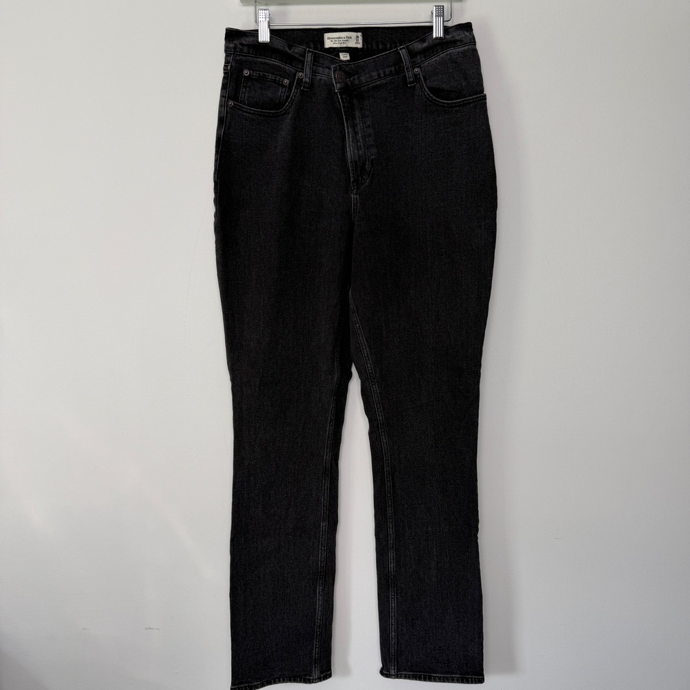 Abercrombie & Fitch Curve Love 90s Slim Straight Black Jeans 30/10